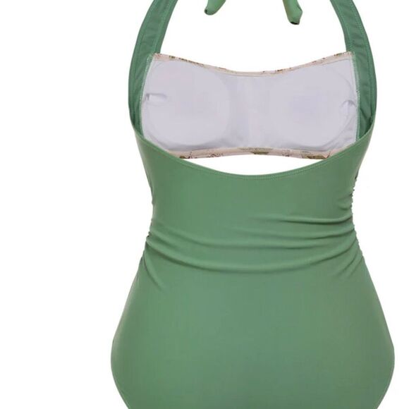 New with tags! 1930s Style Peony One piece ruched bathing suit - Picture 2 of 9